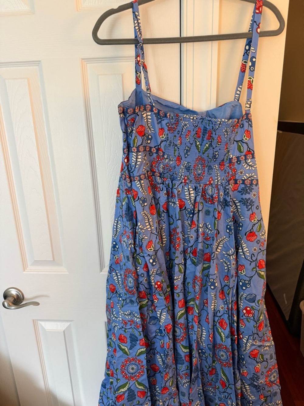 Hill House Blue Floral Smocked back Margot Dress in Swedish floral
